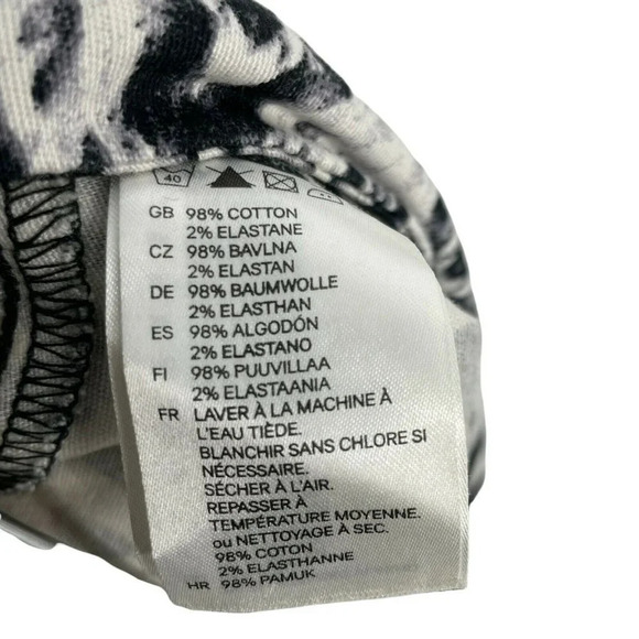 H&M Pants Womens Sz 6 Black White Geometric Pull on Midrise Twill Skinny Jegging - Picture 8 of 8